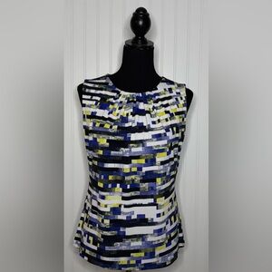 Calvin Klein Sleeveless Blouse Geometric Print Women’s Size Medium Career